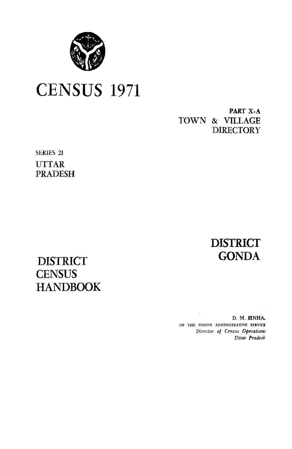 District Census Handbook, Gonda, Part X-A