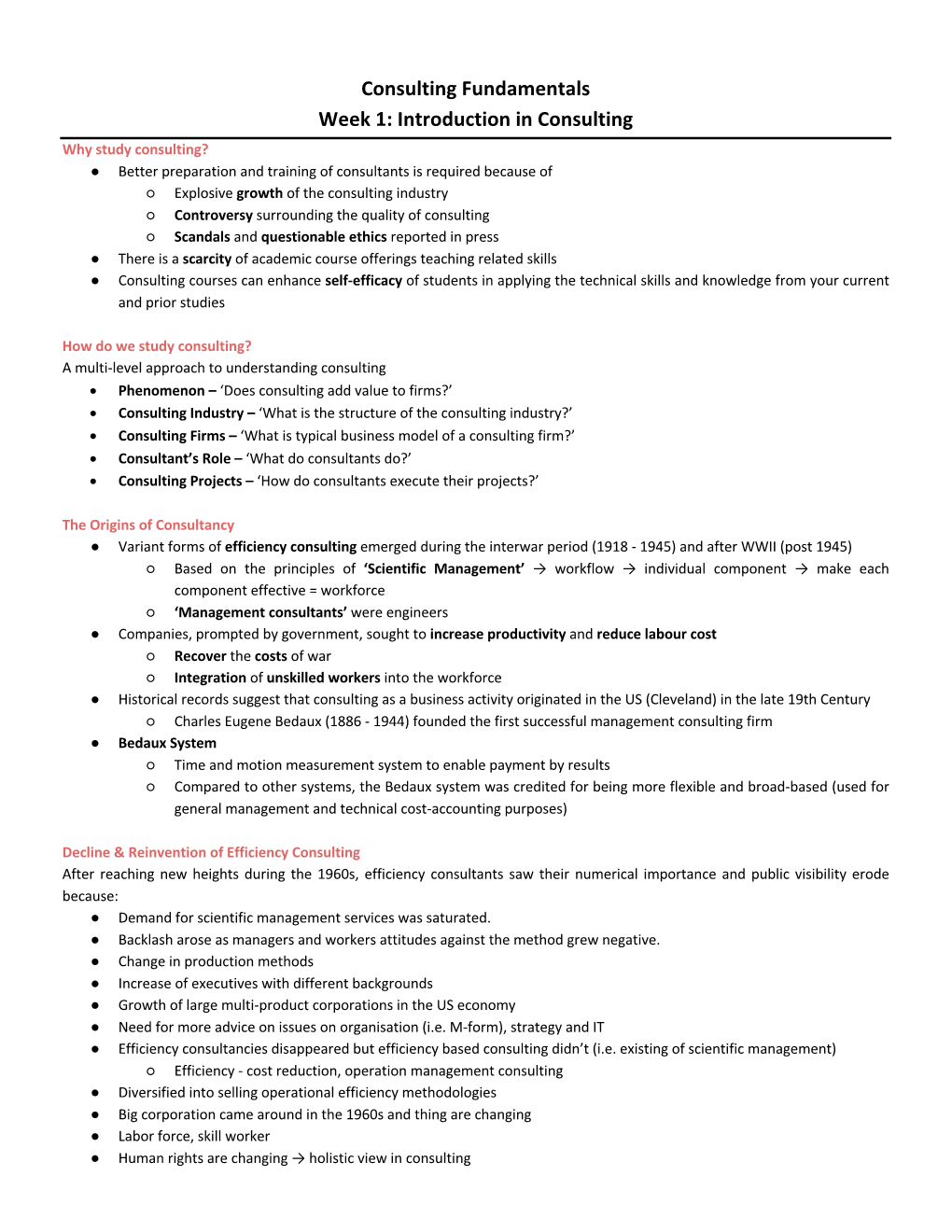 Consulting Fundamentals Week 1: Introduction in Consulting