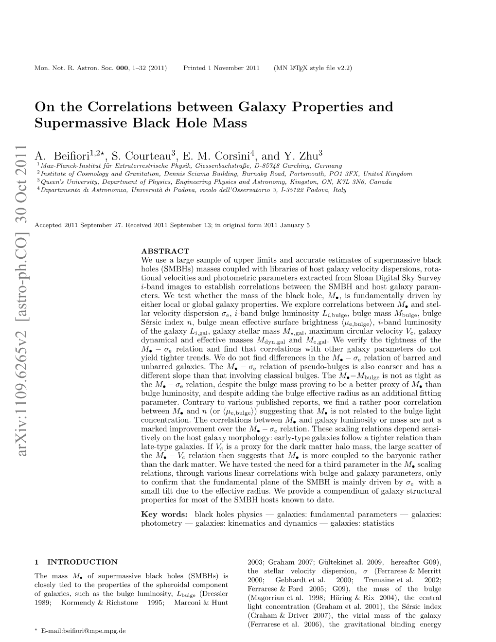 On the Correlations Between Galaxy Properties and Supermassive Black