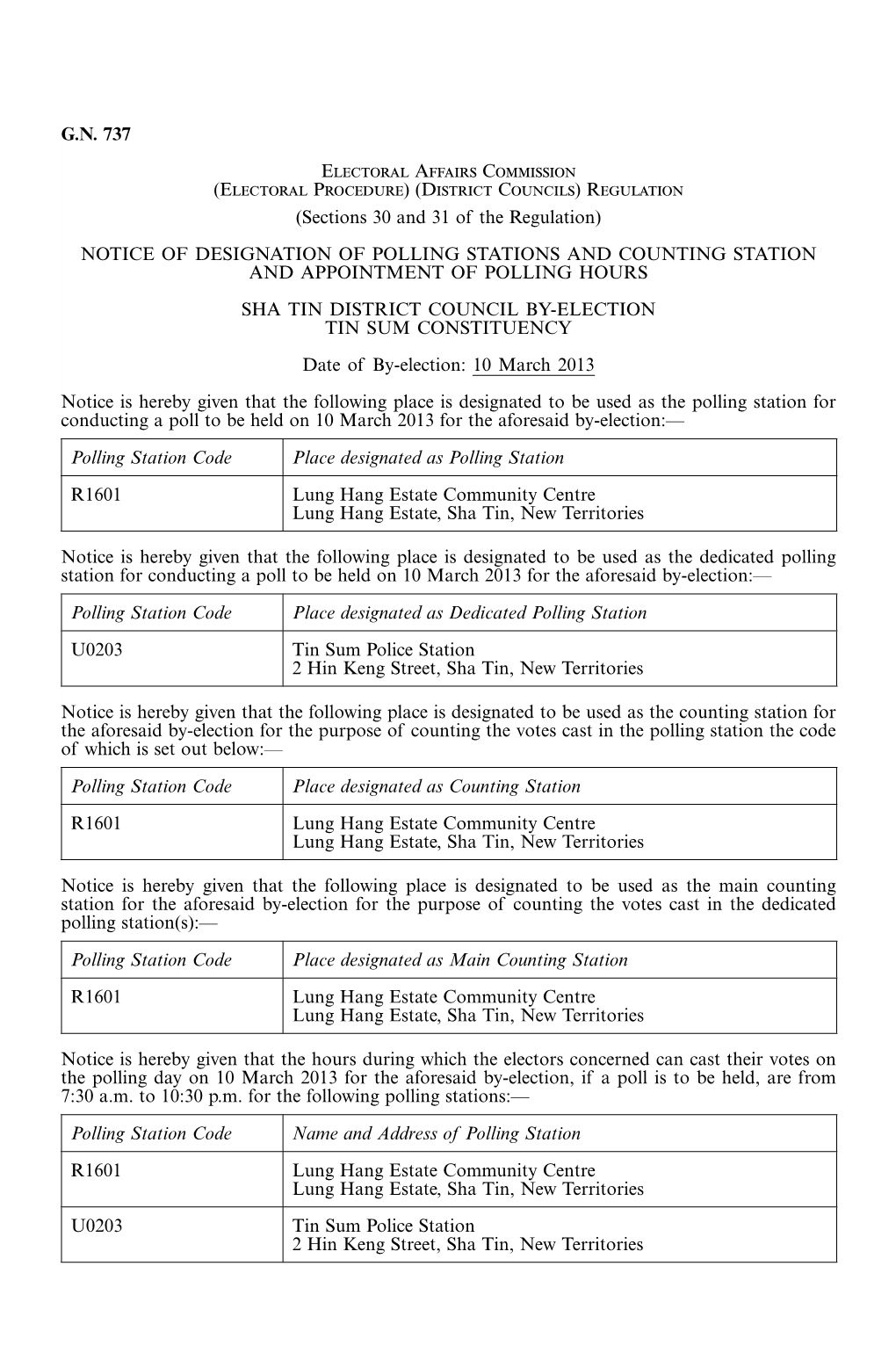 G.N. 737 Electoral Affairs Commission (Electoral Procedure) (District