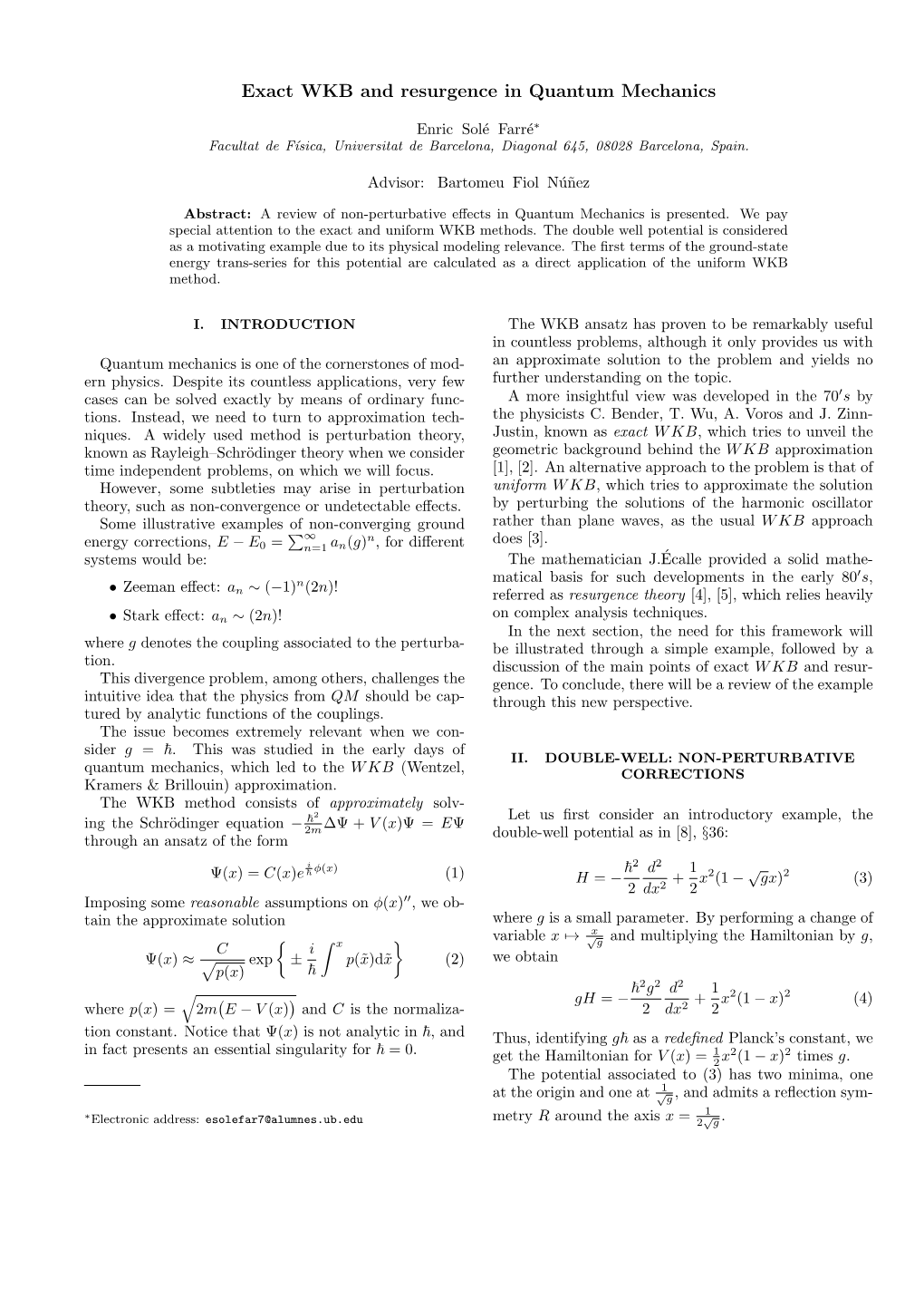 Exact WKB and Resurgence in Quantum Mechanics