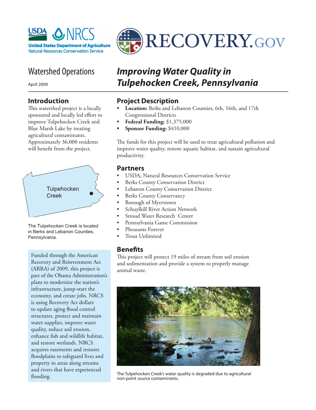 Improving Water Quality in Tulpehocken Creek, Pennsylvania