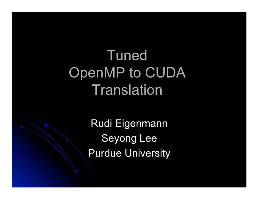 Tuned Openmp to CUDA Translation