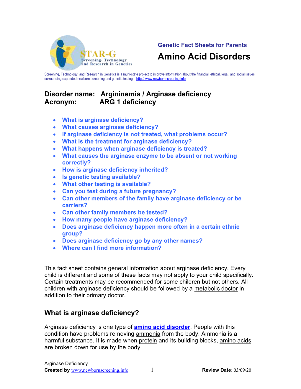 Amino Acid Disorders