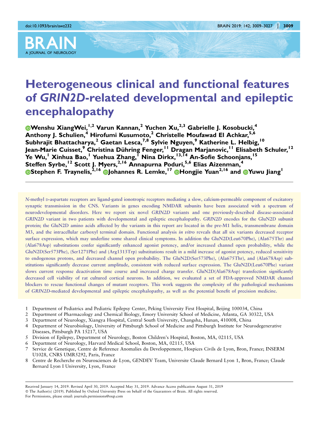Heterogeneous Clinical and Functional Features of GRIN2D-Related Developmental and Epileptic Encephalopathy
