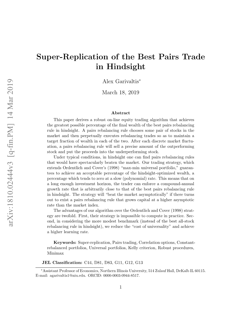 Super-Replication of the Best Pairs Trade in Hindsight Arxiv