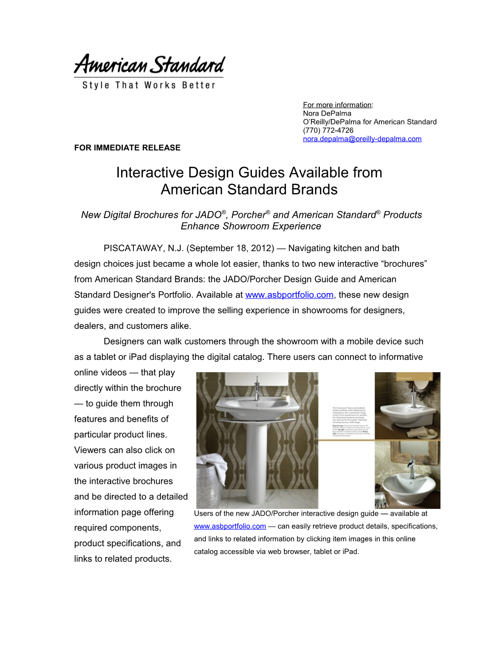 Interactive Design Guides Available from American Standard Brands 3 3 3