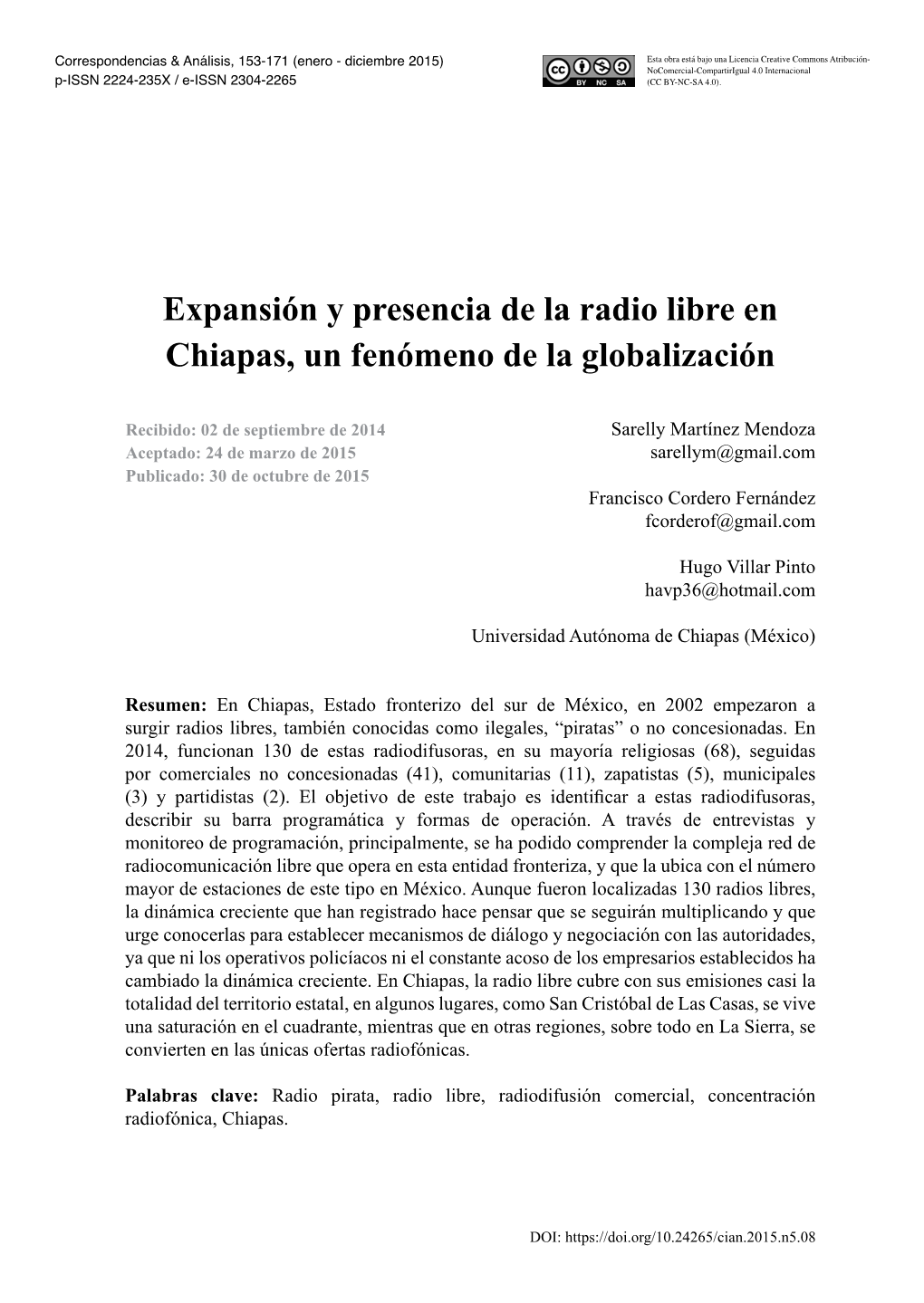 Expansión Y Presencia De La Radio Libre En Chiapas, Un Fenómeno De La Globalización
