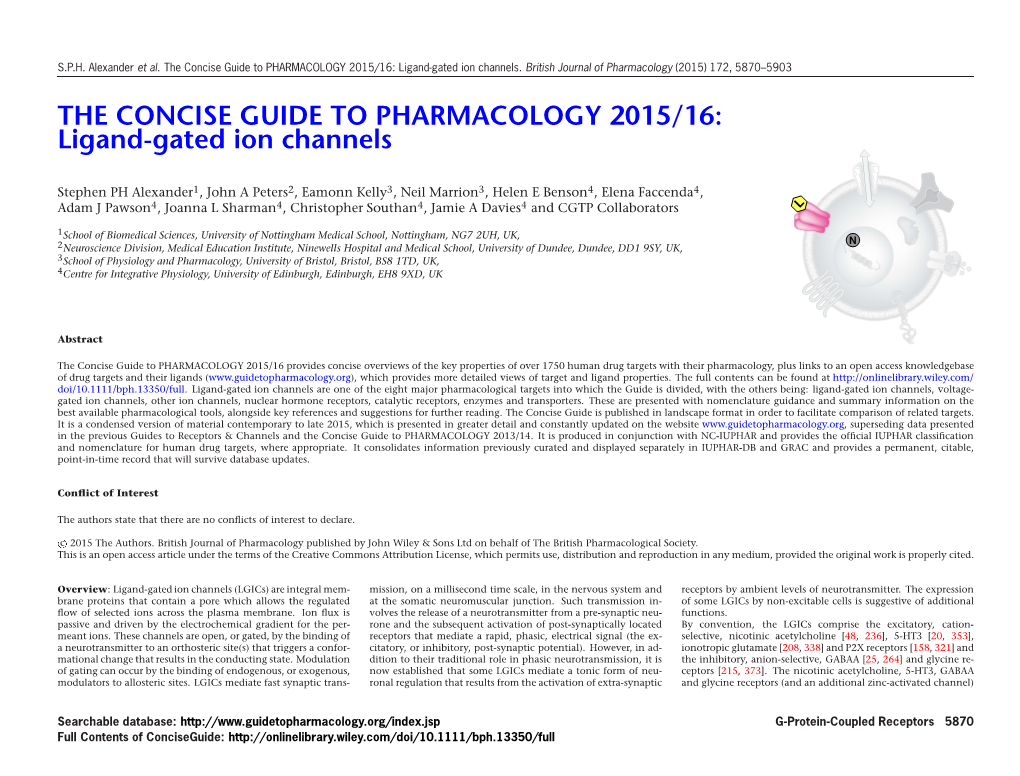 Ligand-Gated Ion Channels