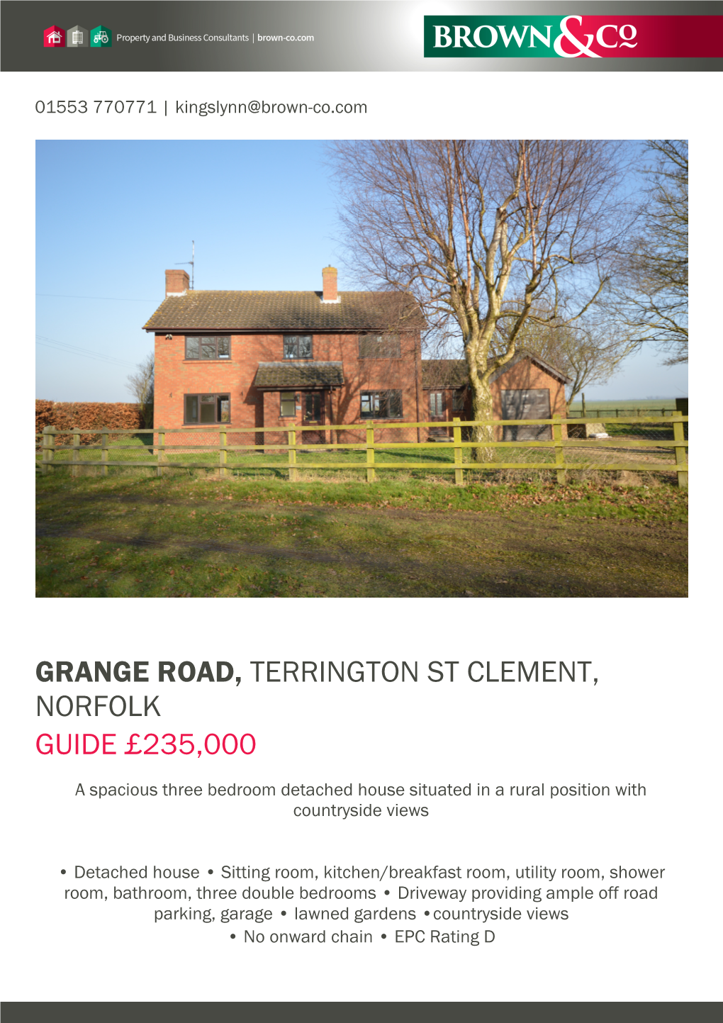 Grange Road, Terrington St Clement, Norfolk Guide £235,000