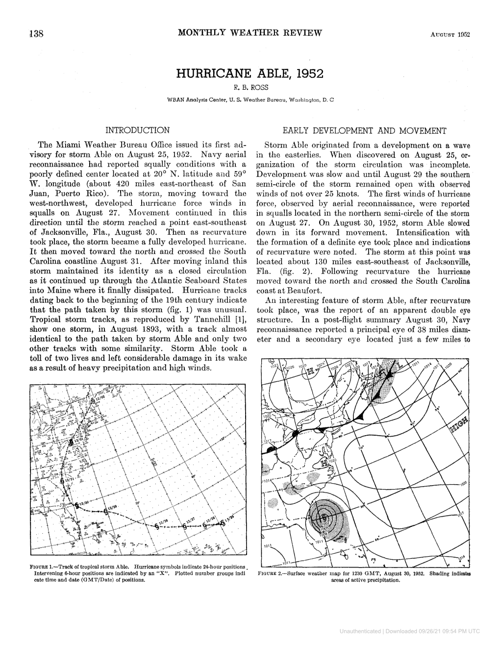 Hurricane Able, 1952 R