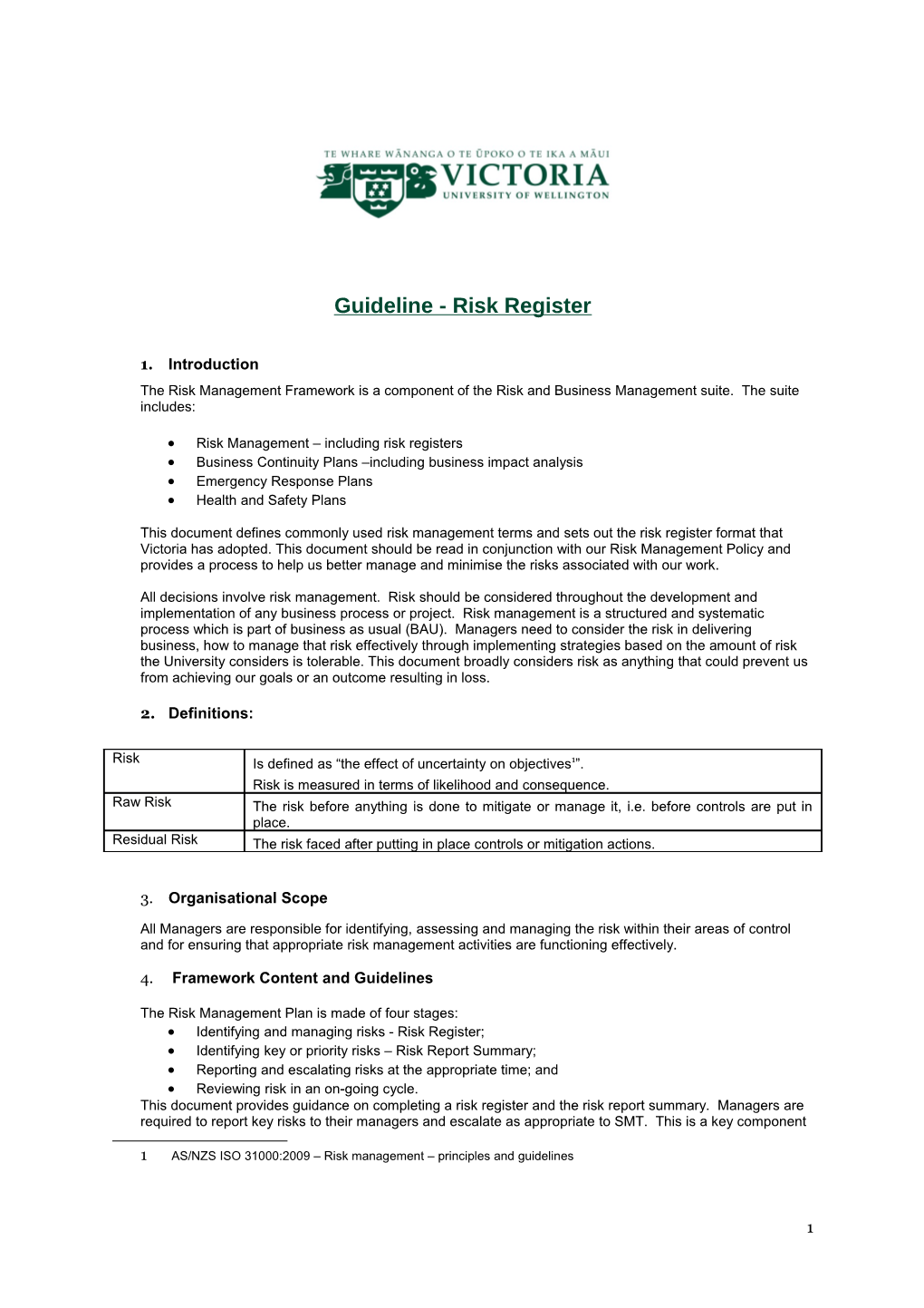 Guideline Risk Register JM