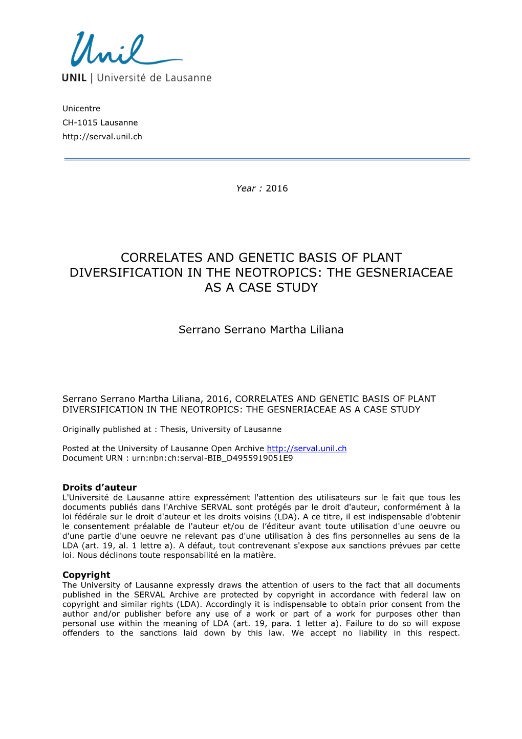 The Gesneriaceae As a Case Study