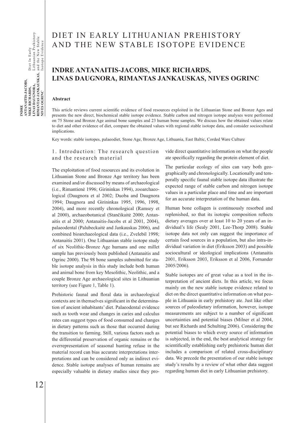 Antanaitis Et Al Diet in Early Lithuanian Prehistory and the New