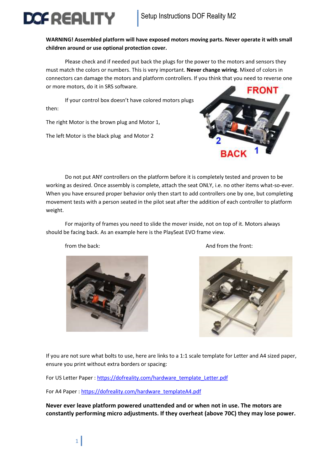 Assembly Instructions DOF Reality M2