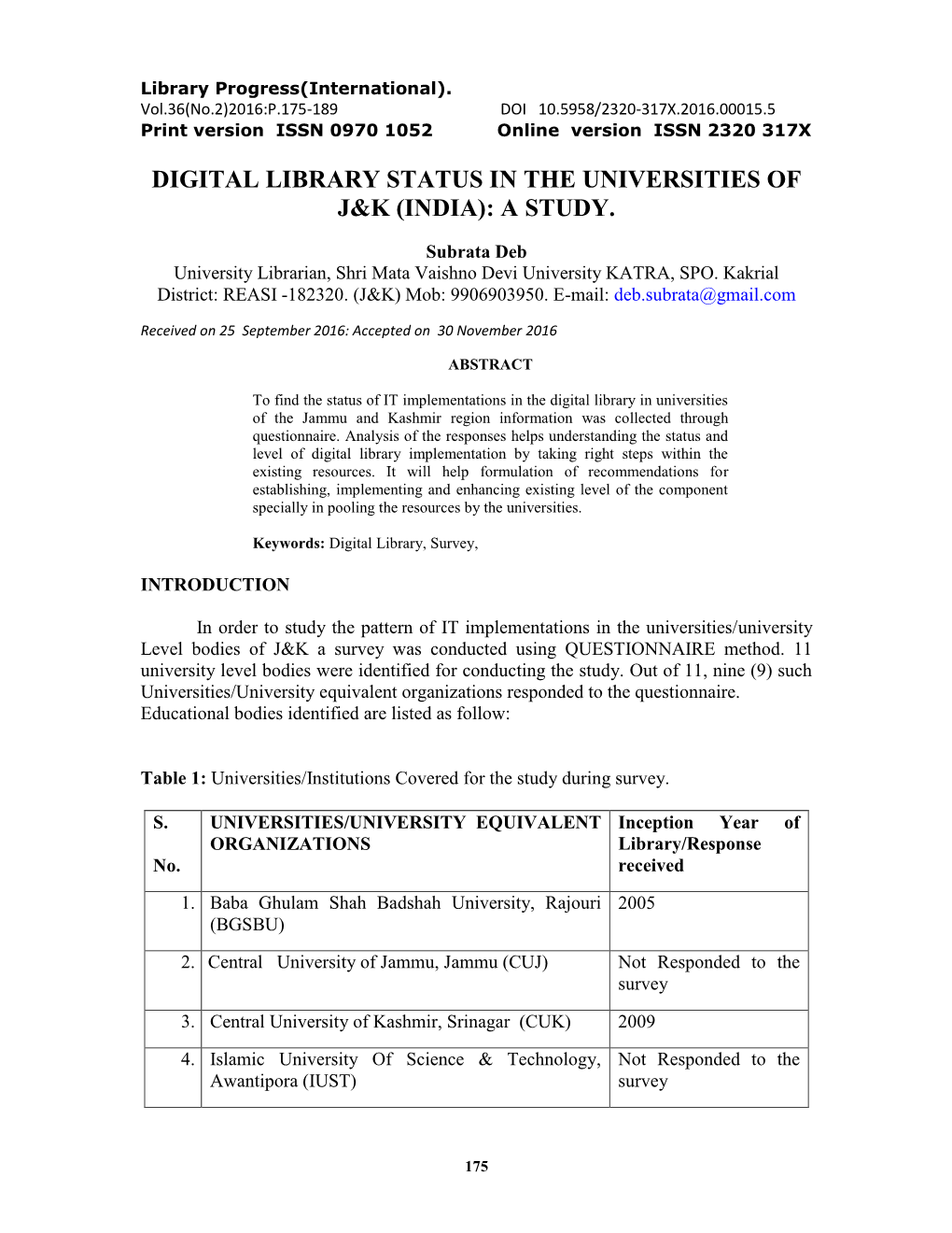 Digital Library Status in the Universities of J&K (India): a Study