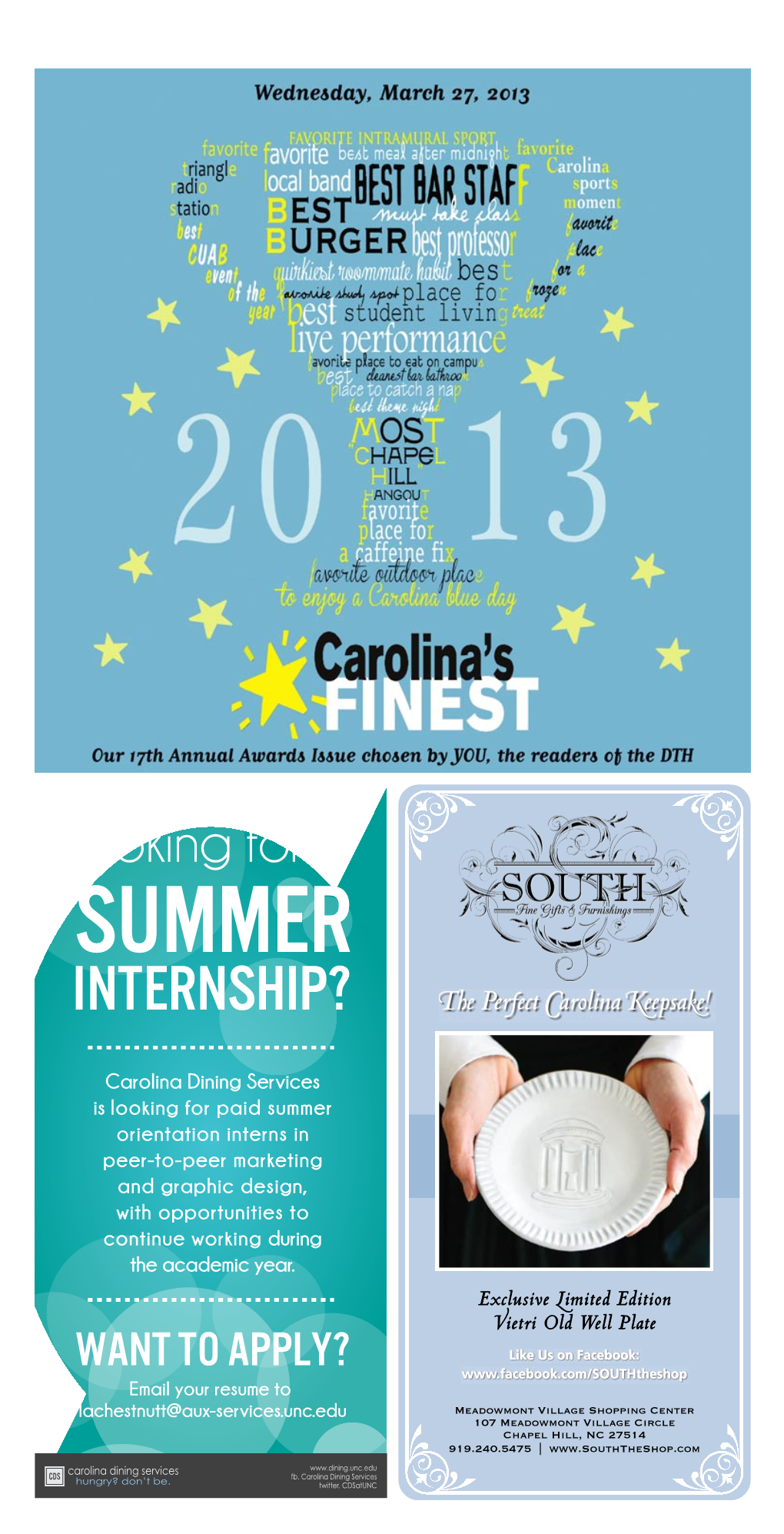 Looking for a Summer Internship? the Perfect Carolina Keepsake!