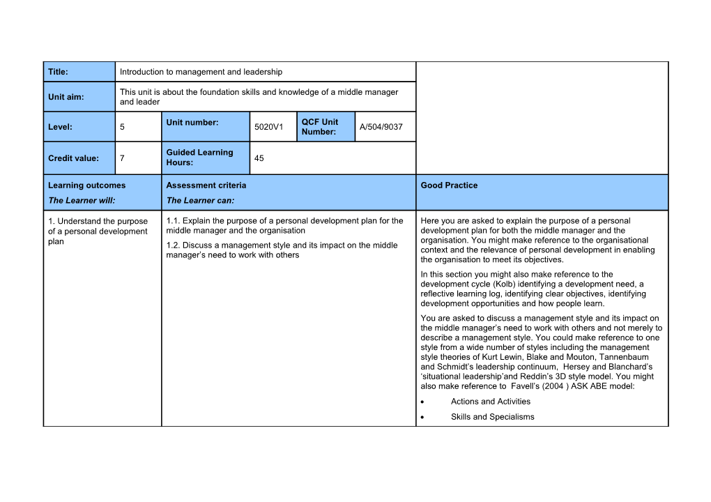 Introduction to Management and Leadership