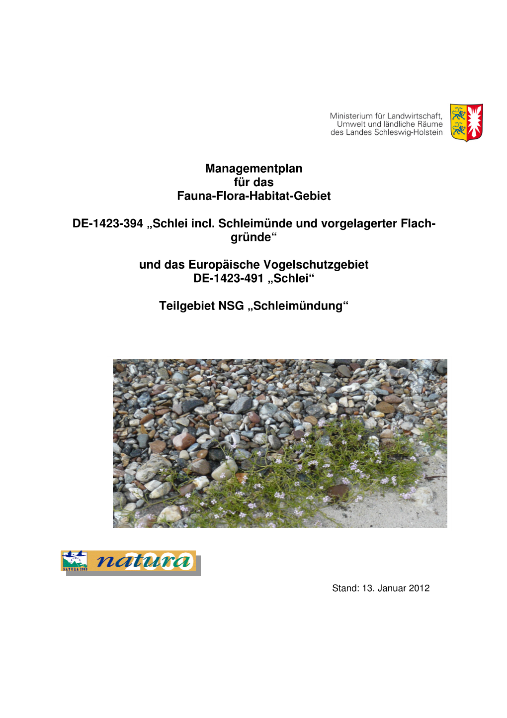 Managementplan Für Das Fauna-Flora-Habitat-Gebiet DE-1423-394 „Schlei Incl. Schleimünde Und Vorgelagerter Flach- Gründe“
