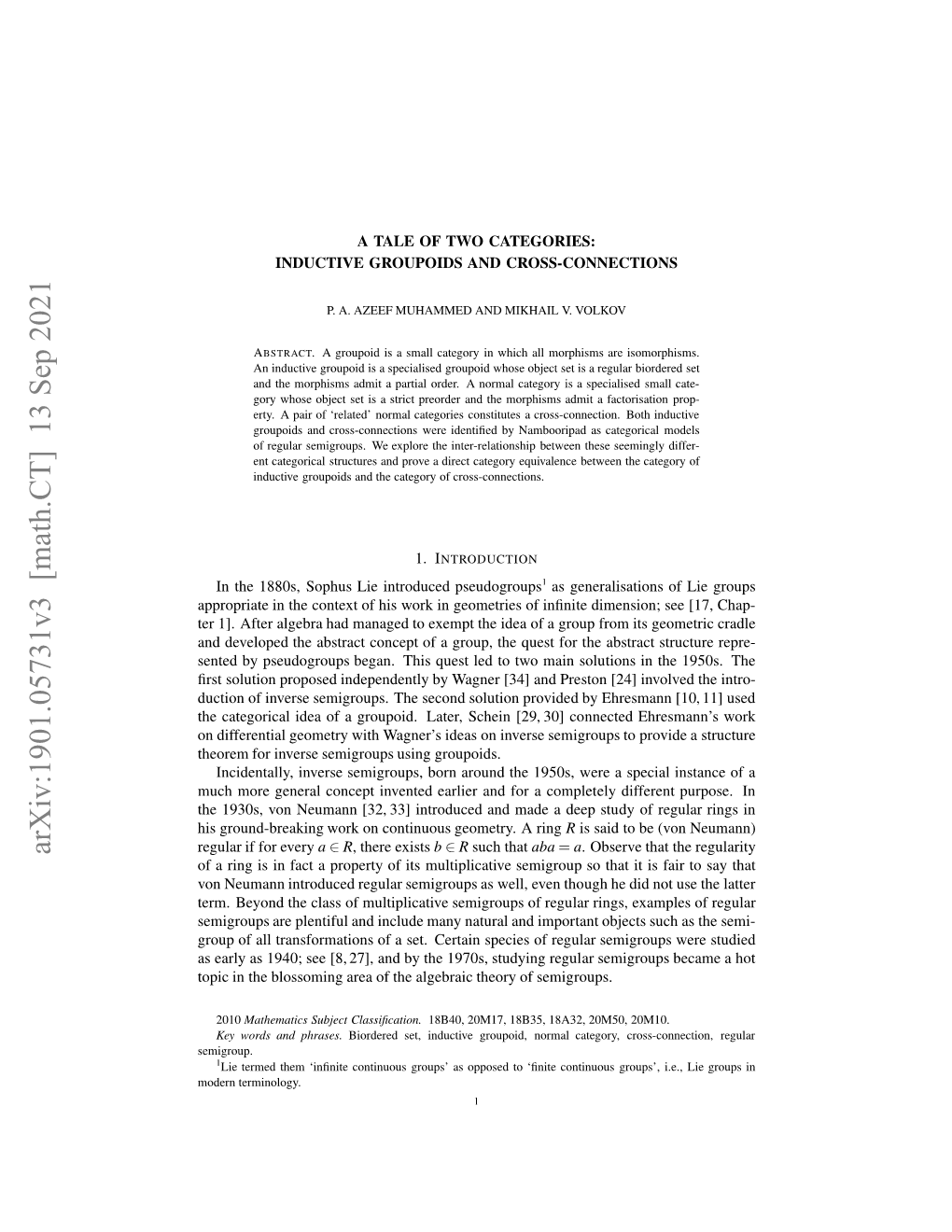 The Tale of Two Categories: Inductive Groupoids and Cross-Connections