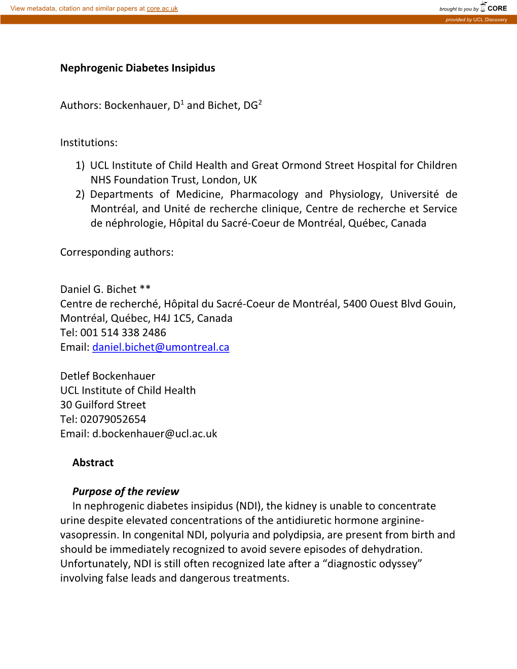 Nephrogenic Diabetes Insipidus Authors