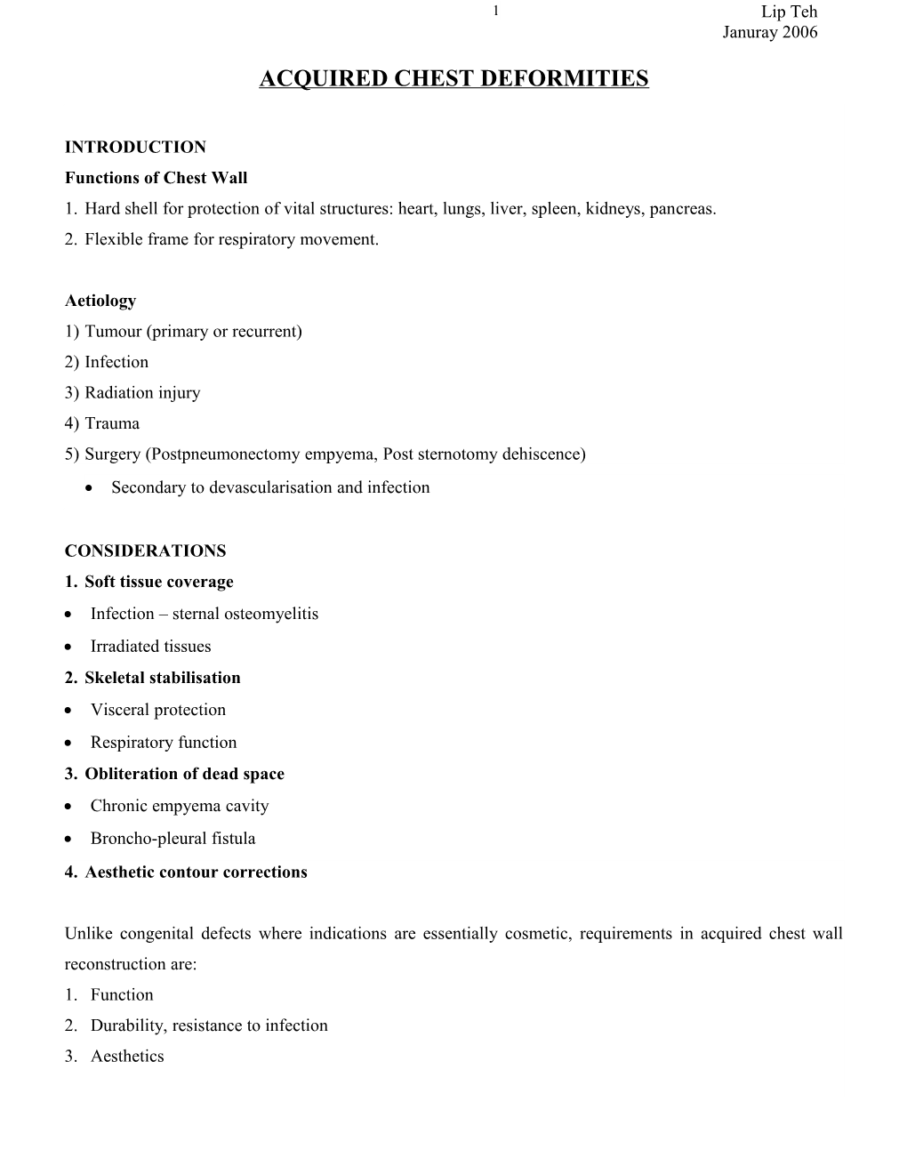 Acquired Chest Deformities