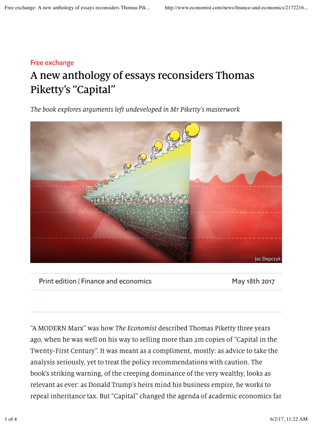 Free Exchange: a New Anthology of Essays Reconsiders Thomas Pik