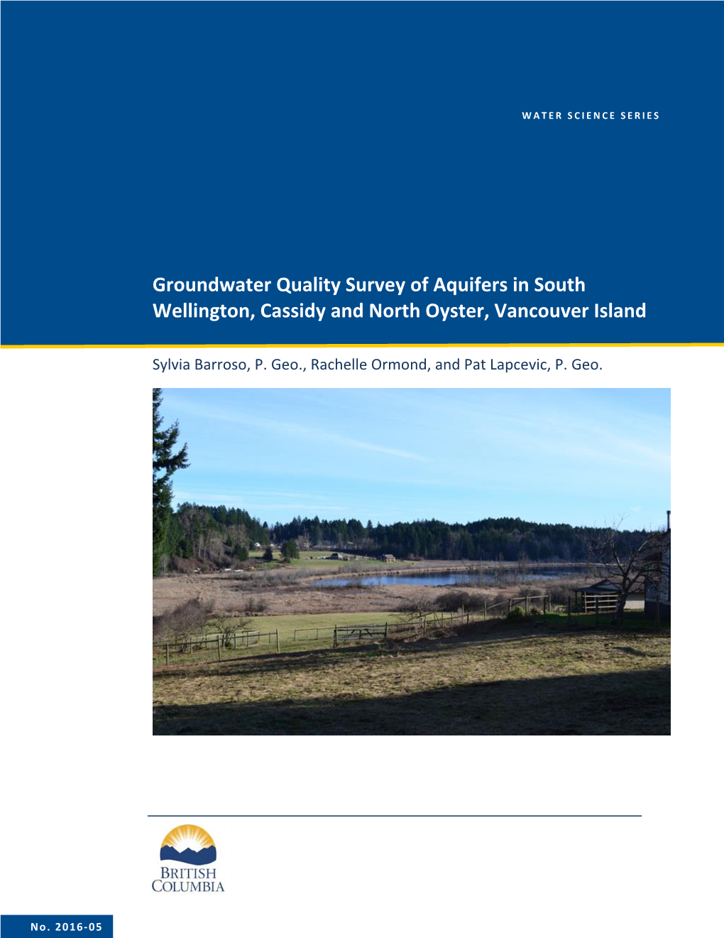Groundwater Quality Survey of Aquifers in South Wellington, Cassidy and North Oyster, Vancouver Island
