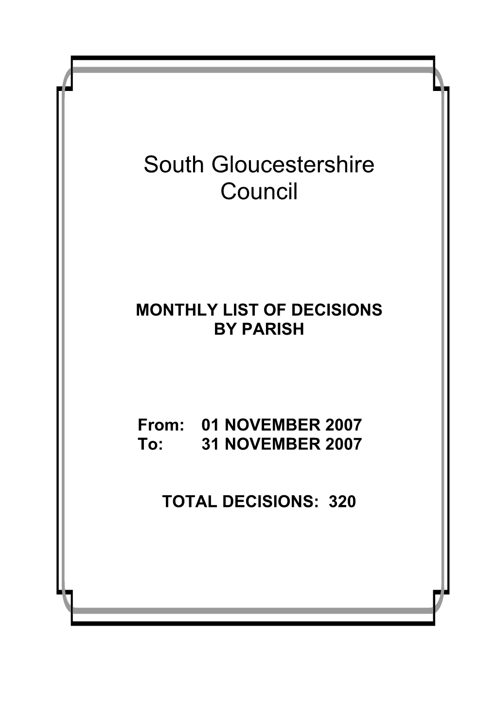 Monthly List of Decisions by Parish