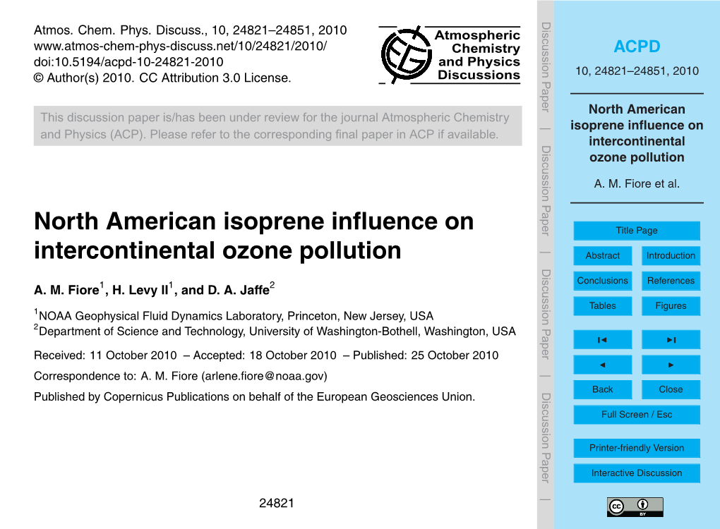 North American Isoprene Influence on Intercontinental Ozone Pollution