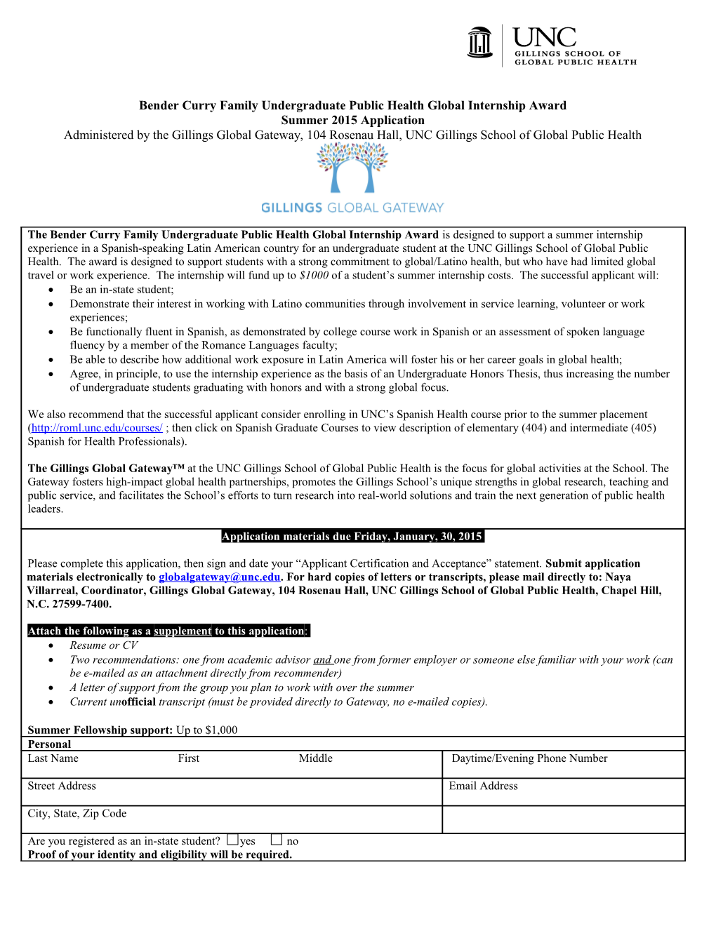 Appendix 3 Internship Application