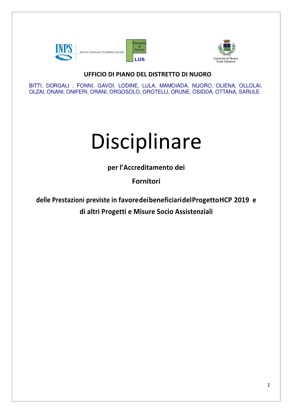 Disciplinare Per Accreditamento Fornitori