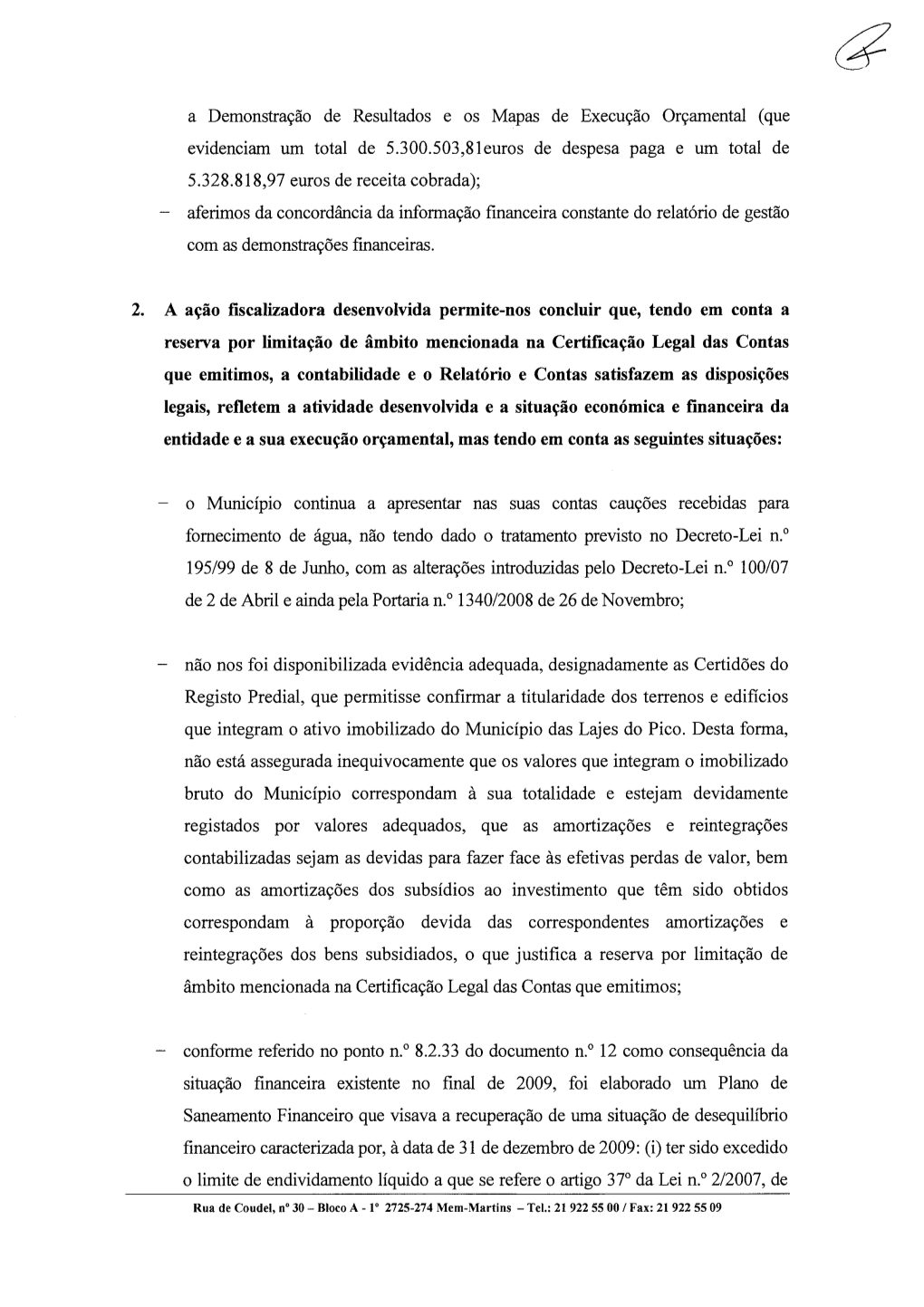 Documento N.º 41–Demonstração Do Cumprimento Do Plano De Saneamento