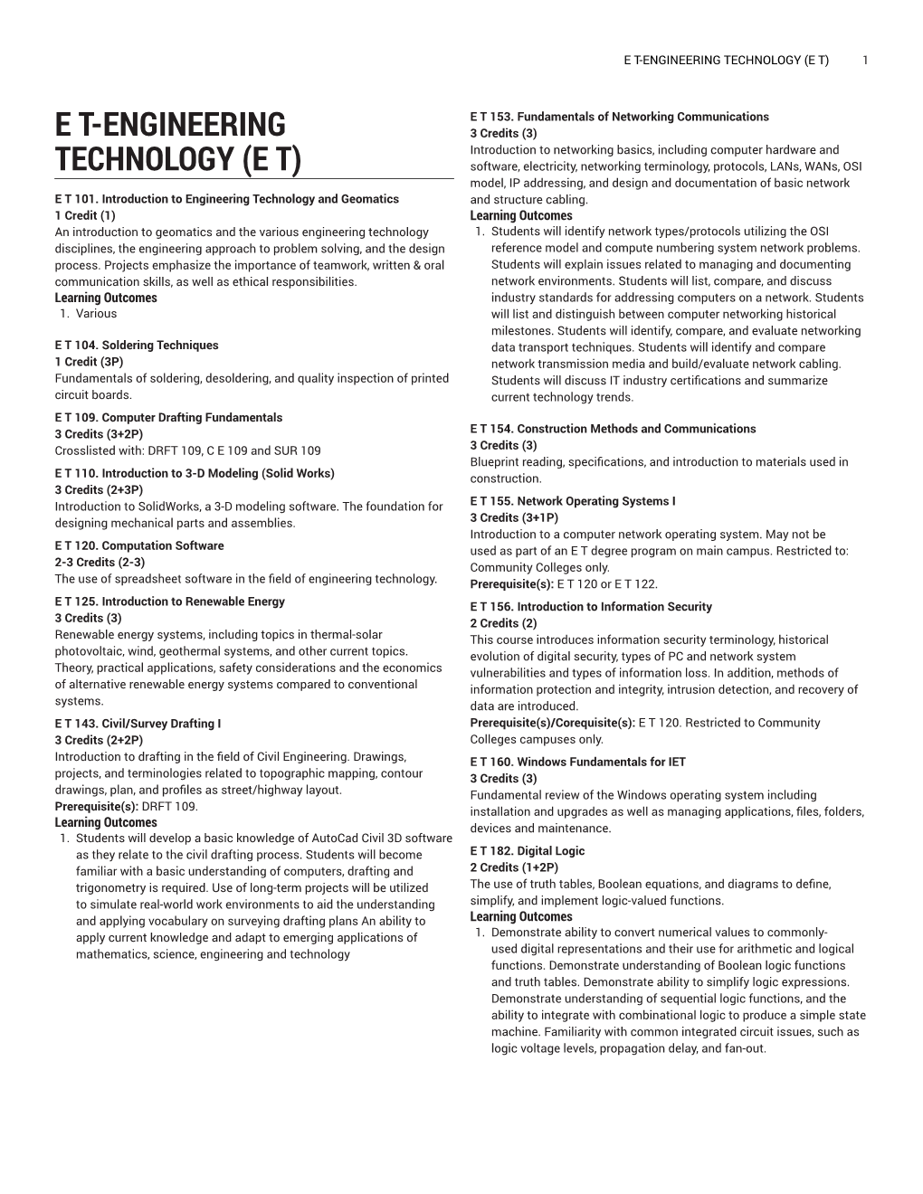 E T-Engineering Technology (E T) 1