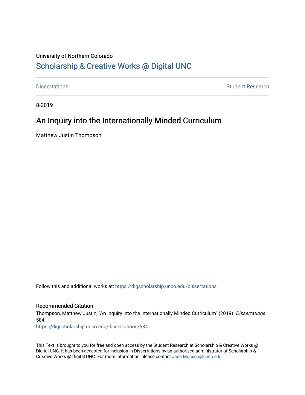 An Inquiry Into the Internationally Minded Curriculum