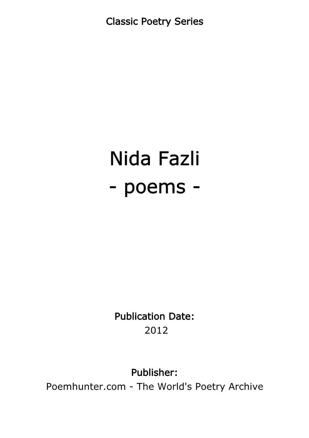 Nida Fazli - Poems