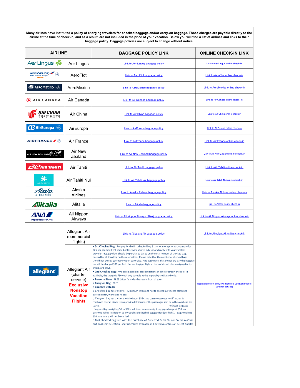 Airlines Baggage Policy Link to Alaska Airlines Online Check-In Airlines