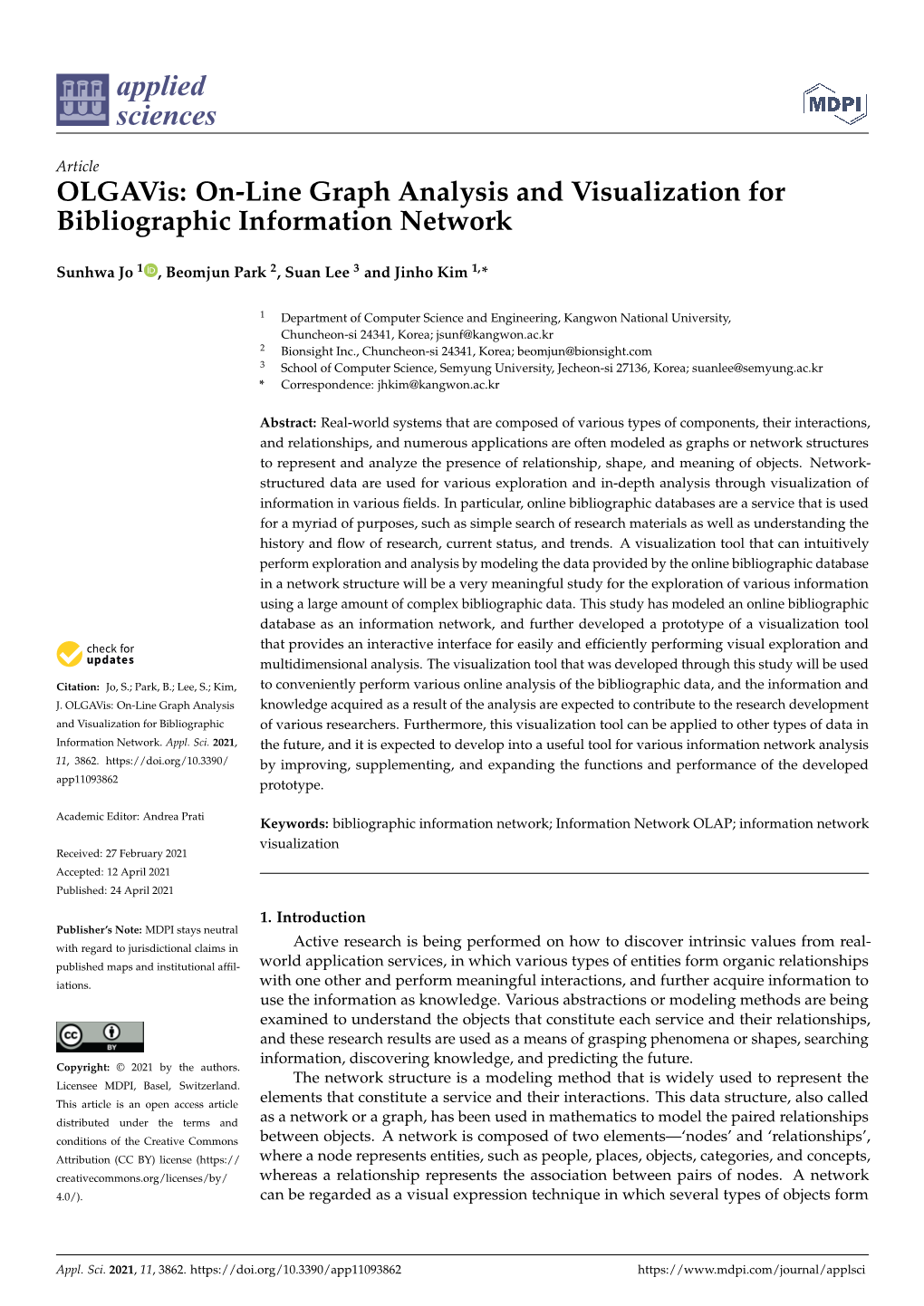 On-Line Graph Analysis and Visualization for Bibliographic Information Network