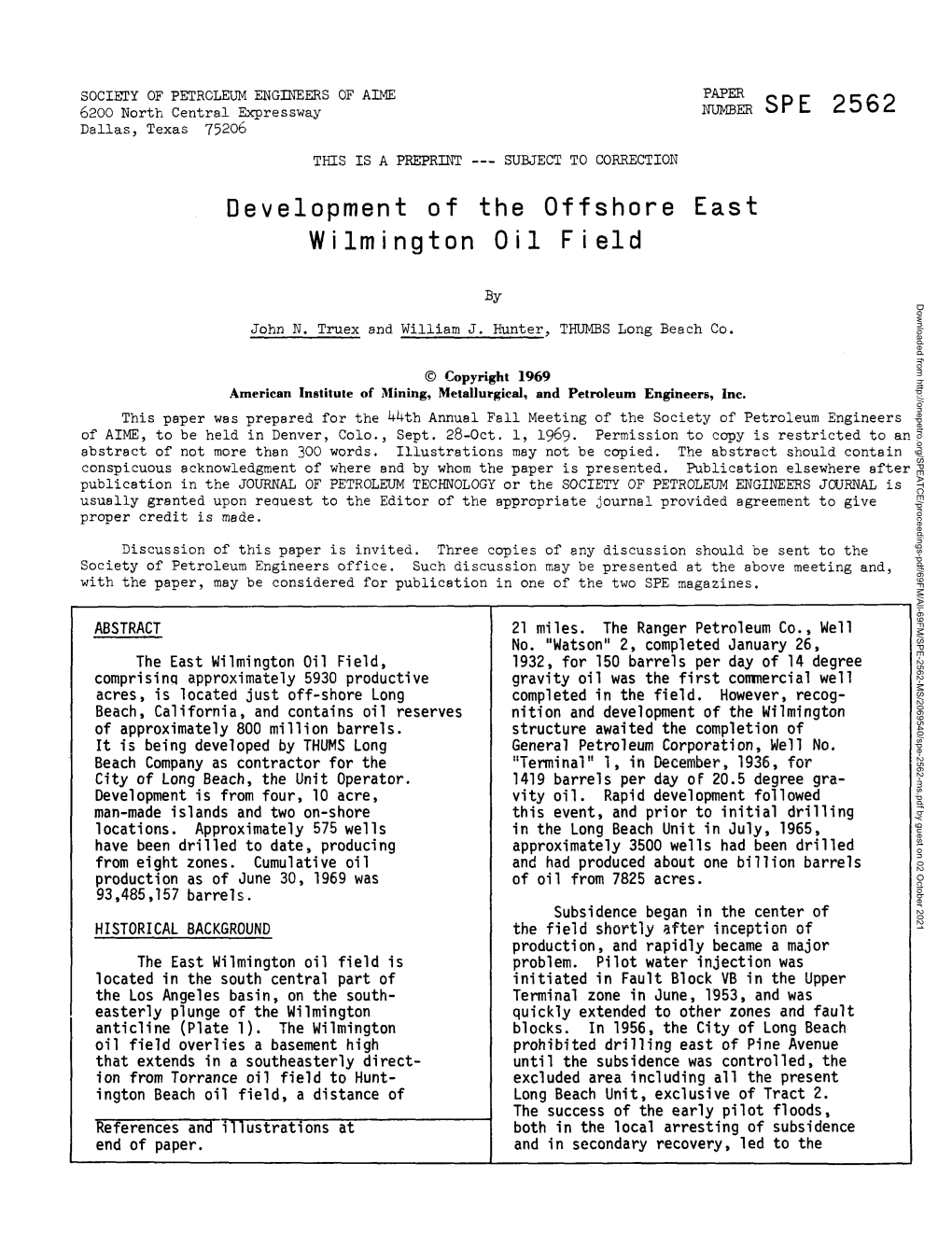 Development of the Offshore East Wilmington Oil Field