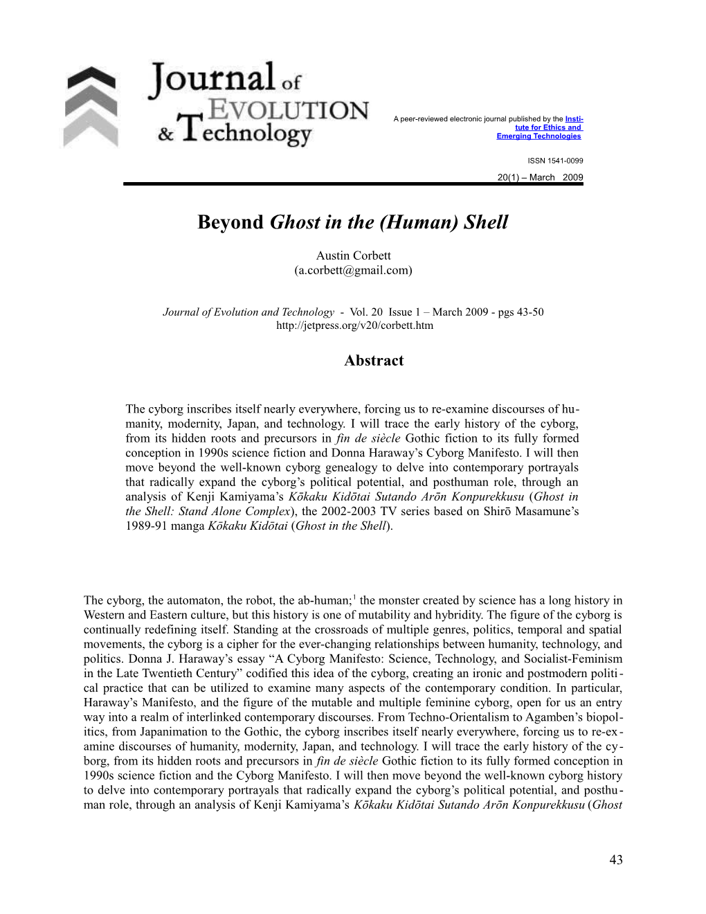 Journal of Evolution & Technology