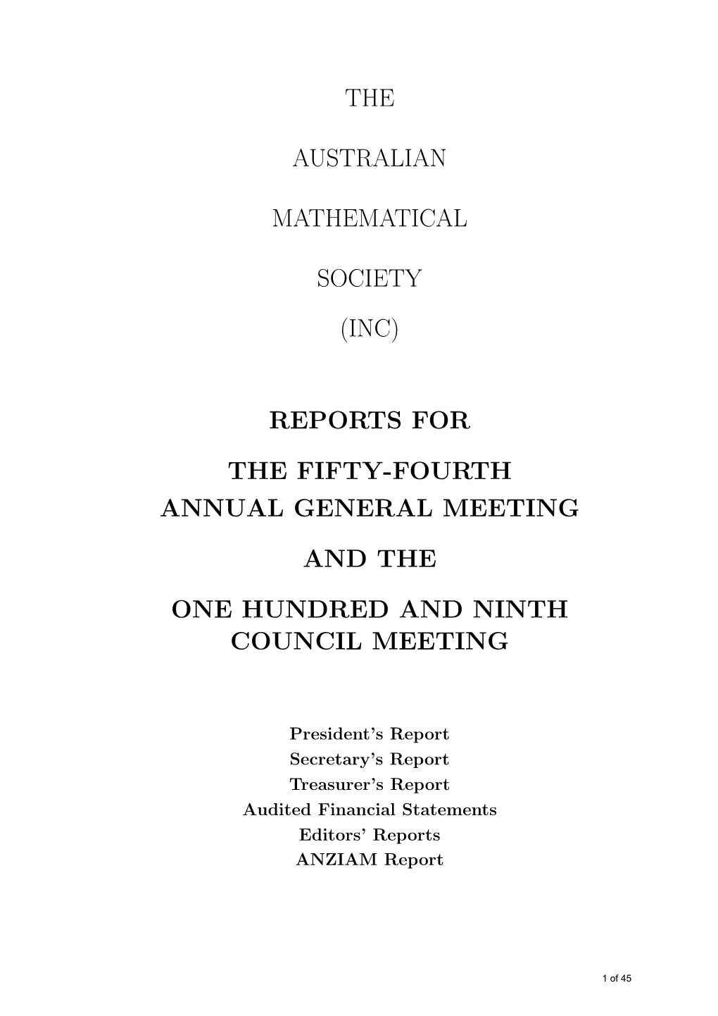 The Australian Mathematical Society