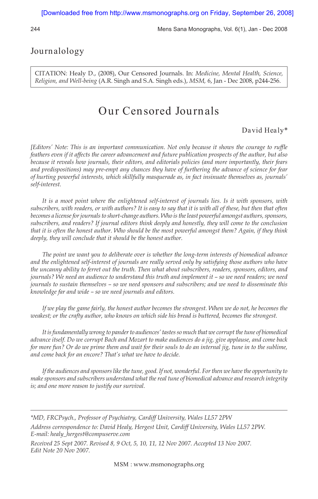 Our Censored Journals