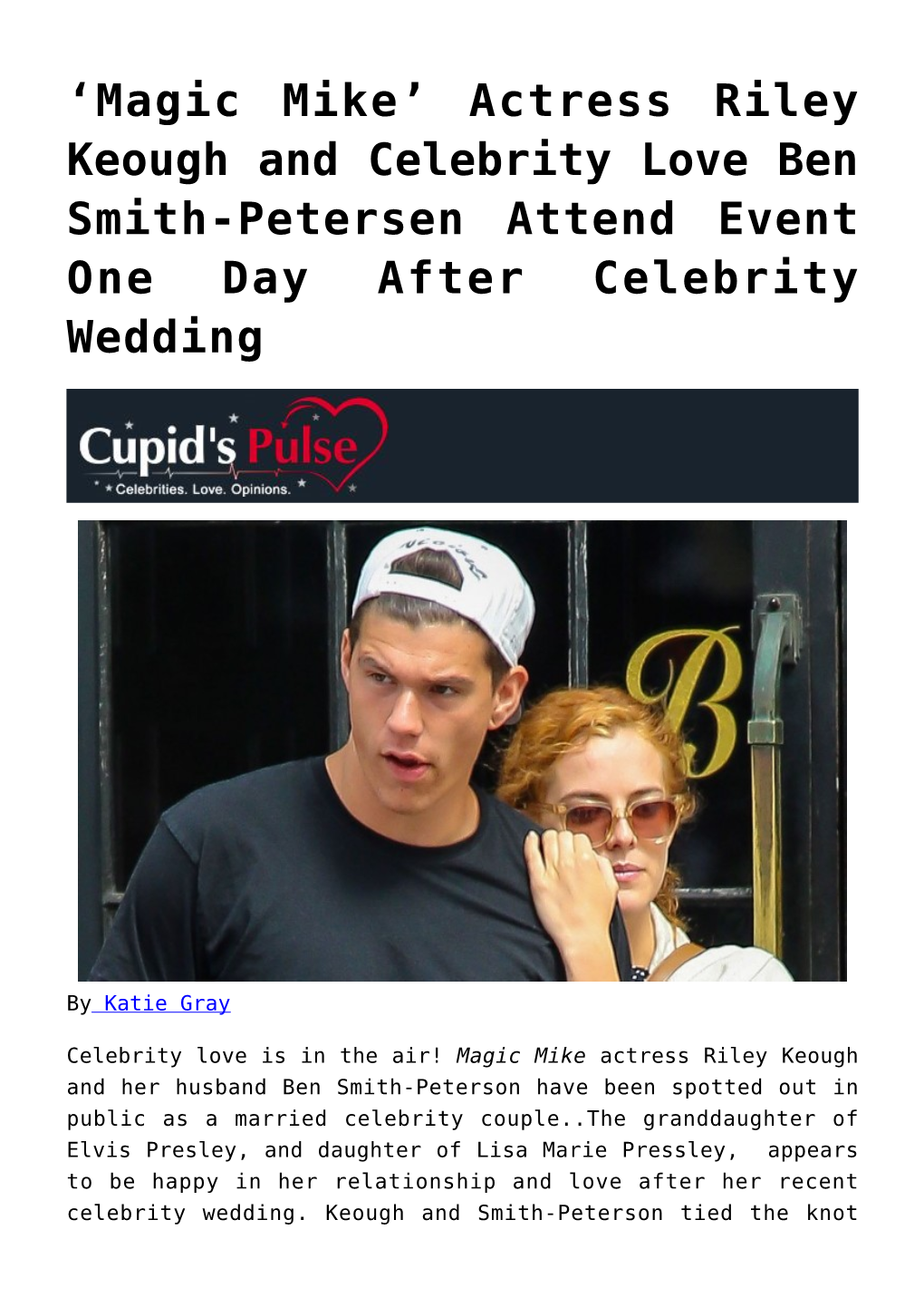 Actress Riley Keough and Celebrity Love Ben Smith-Petersen Attend Event One Day After Celebrity Wedding