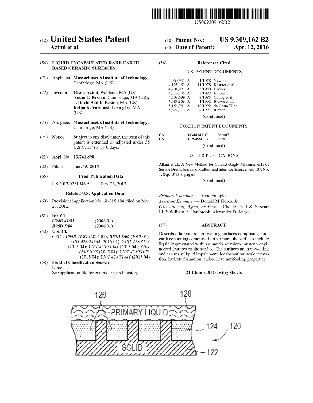 (12) United States Patent (10) Patent No.: US 9,309,162 B2 Azimi Et Al