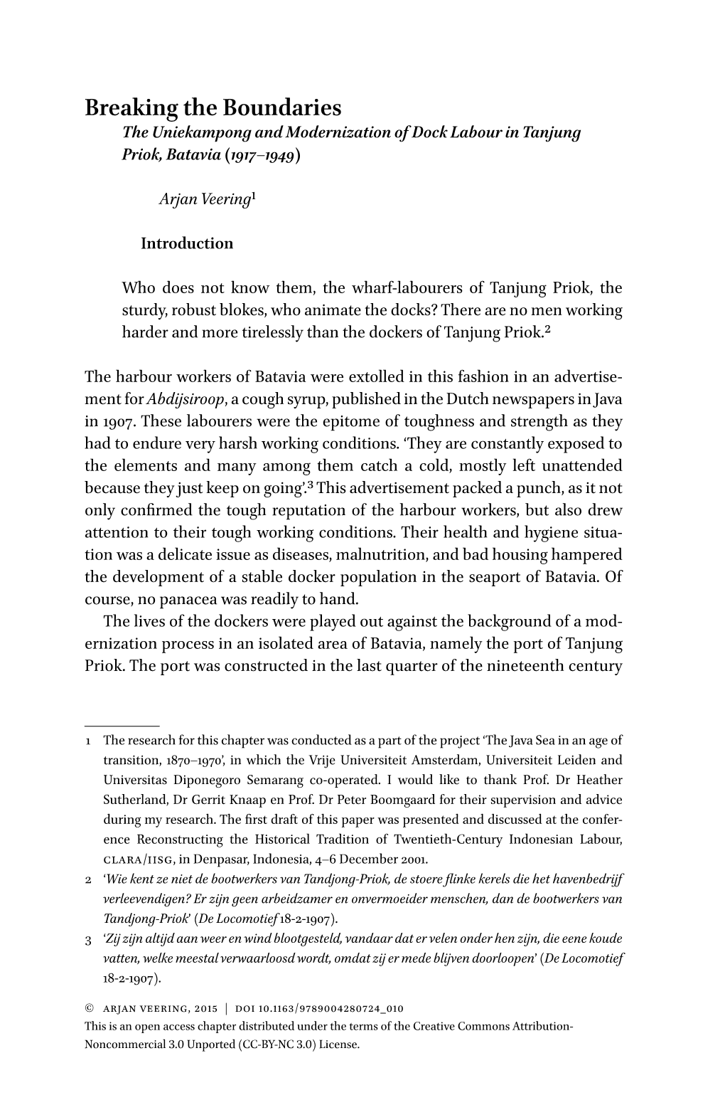 Breaking the Boundaries the Uniekampong and Modernization of Dock Labour in Tanjung Priok, Batavia (1917–1949)