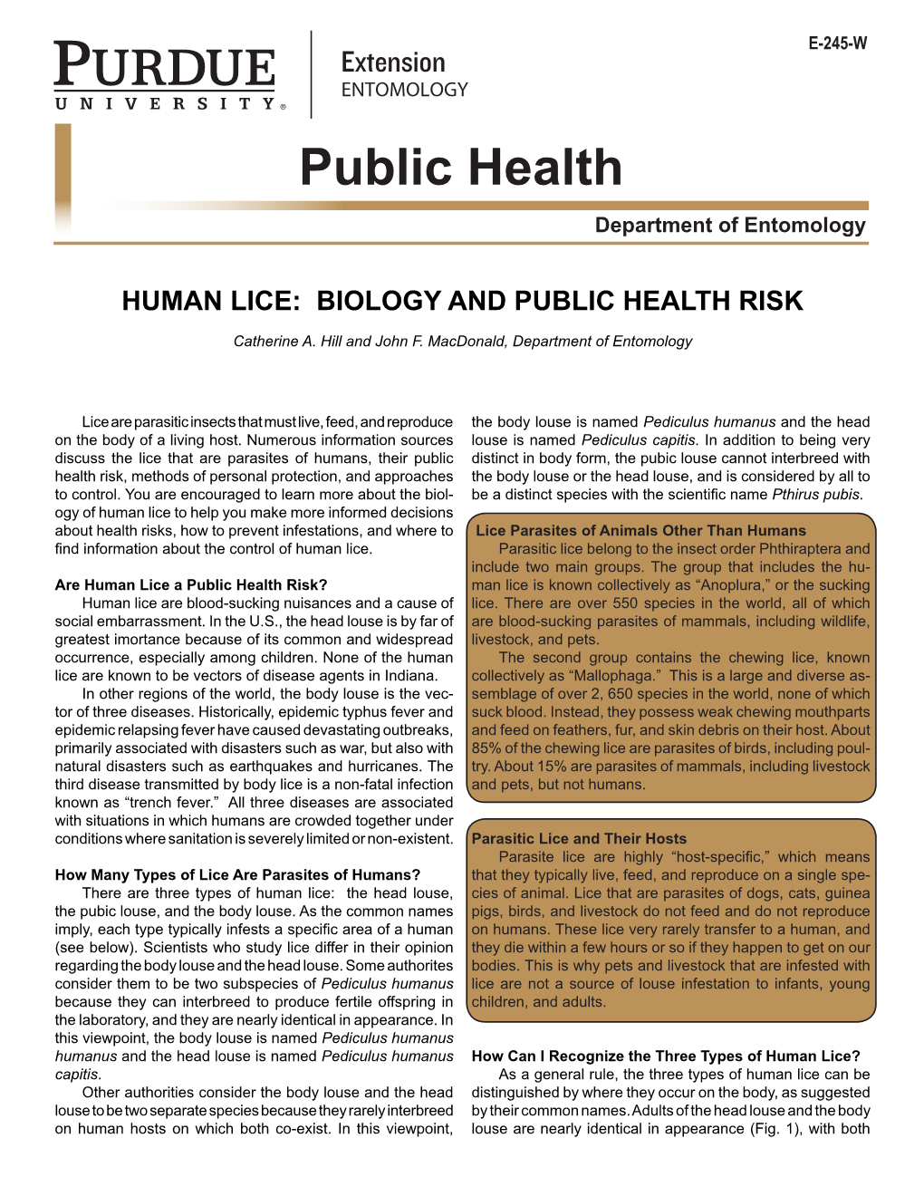 Human Lice: Biology and Public Health Risk