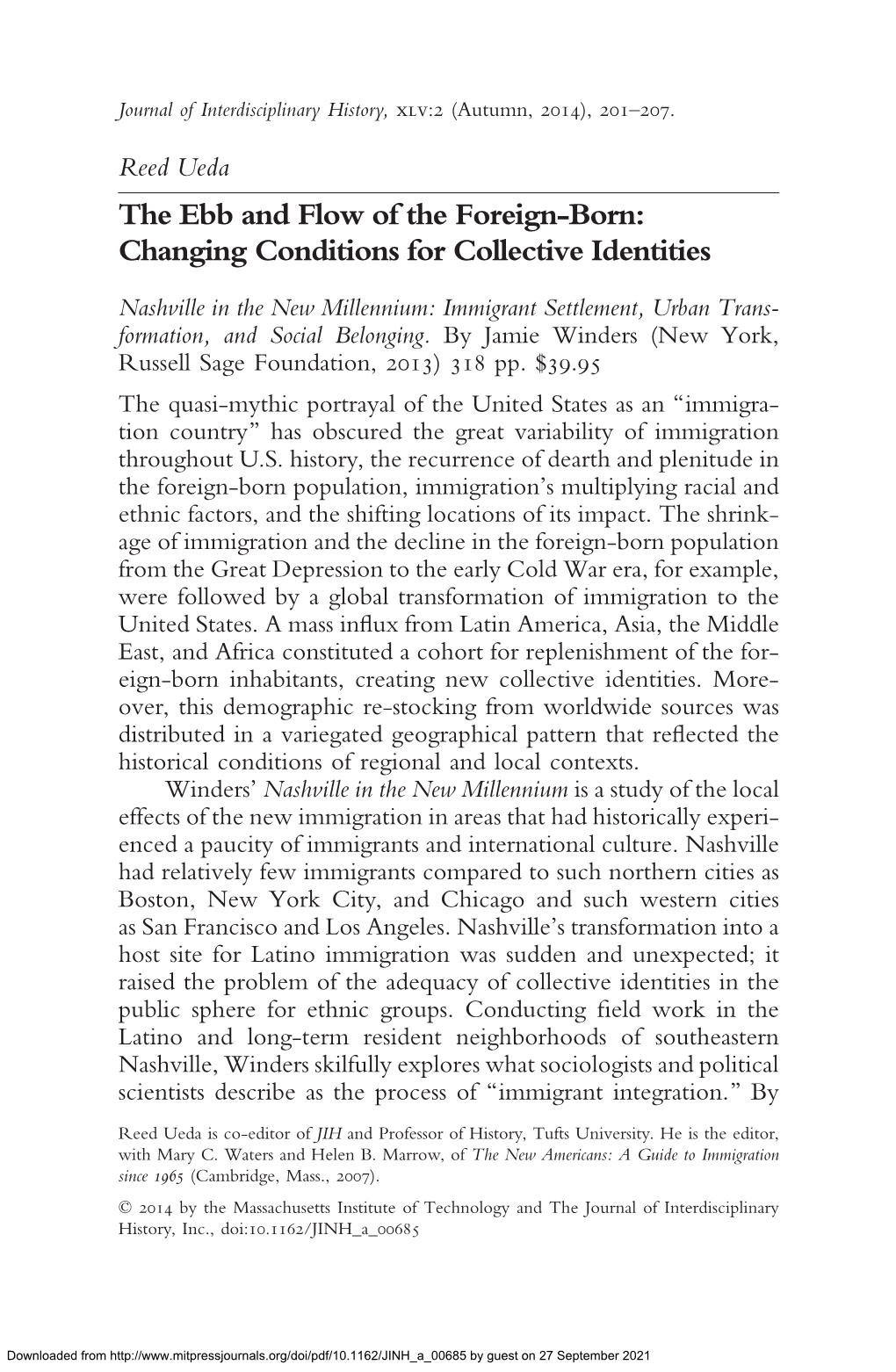 The Ebb and Flow of the Foreign-Born: Changing Conditions for Collective Identities