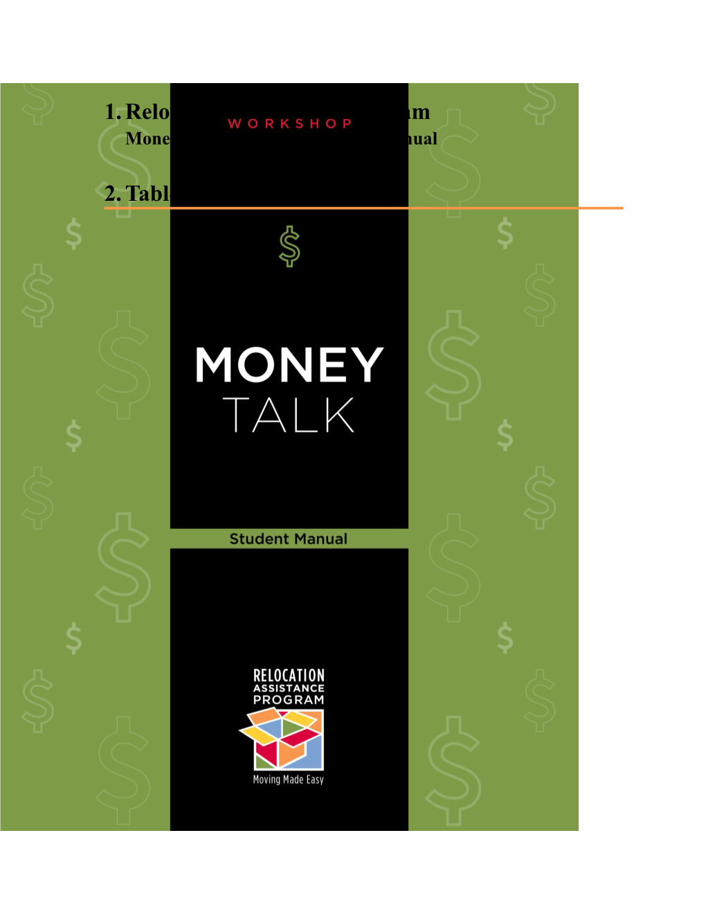 Money Talk Workshop Student Manual