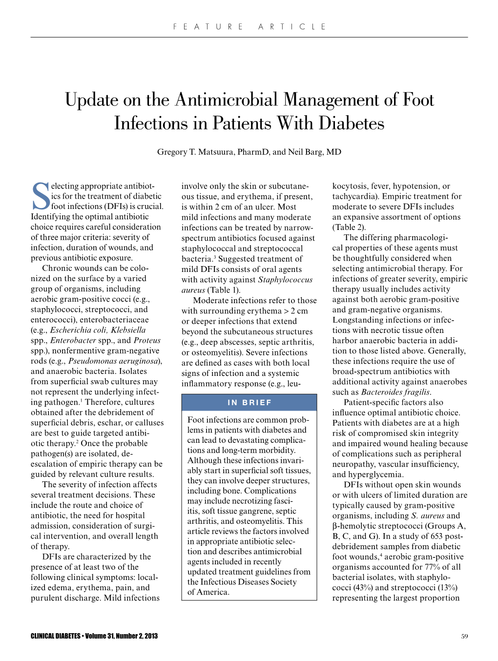 Update on the Antimicrobial Management of Foot Infections in Patients with Diabetes