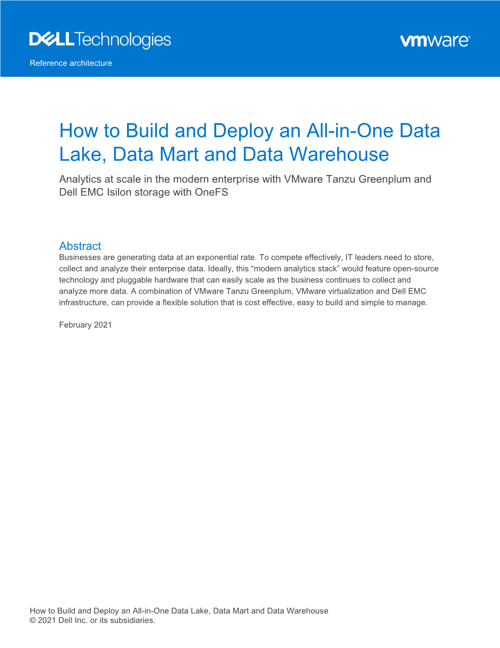 How to Build and Deploy an All-In-One Data Lake, Data Mart